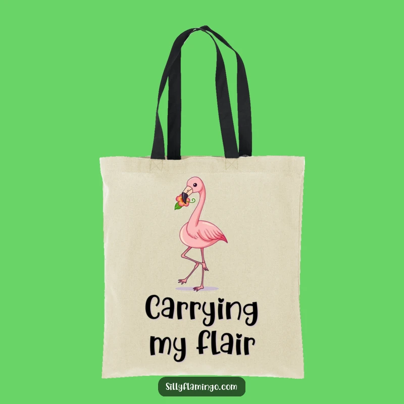 Funny Flamingo Strut Tote Bag: Chic Bird with Flower, Practical Fun Gift