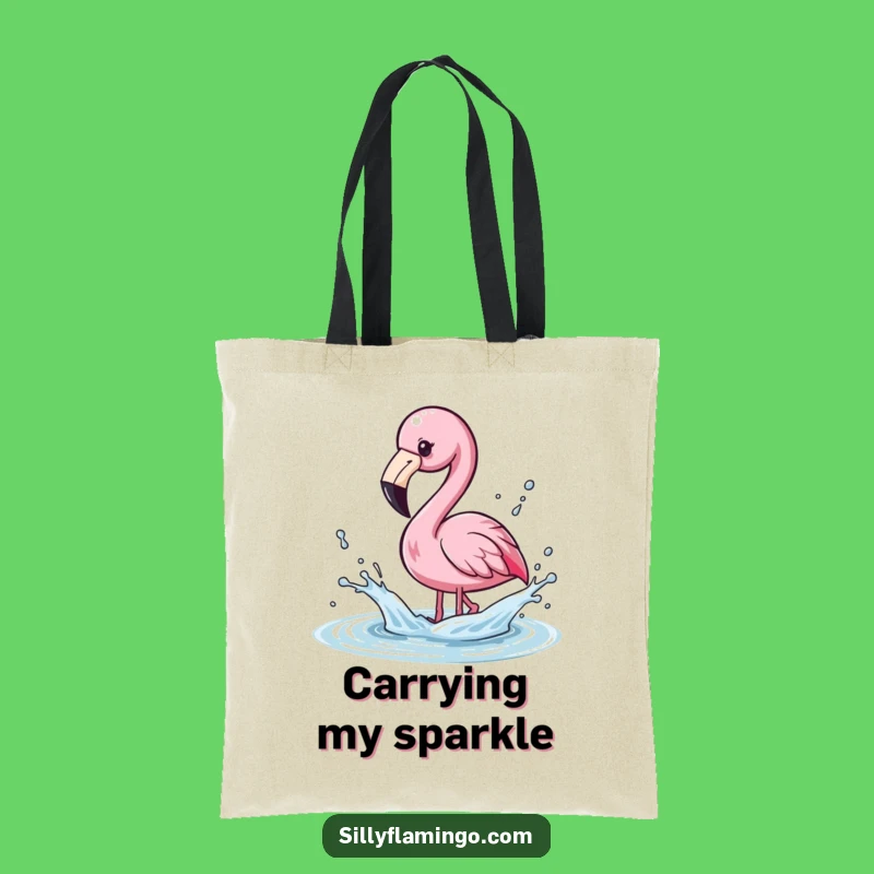Funny Kawaii Flamingo Splashing Water Tote Bag - Adorable & Hilarious Accessory