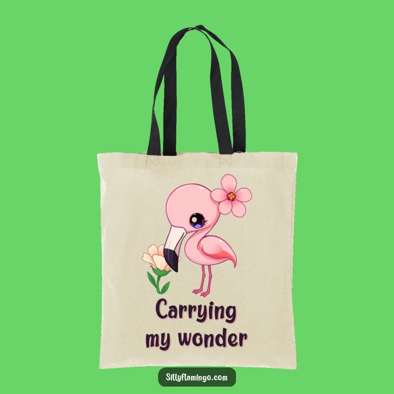 Funny Kawaii Flamingo Curious Flower Tote Bag - Adorable & Whimsical Accessory