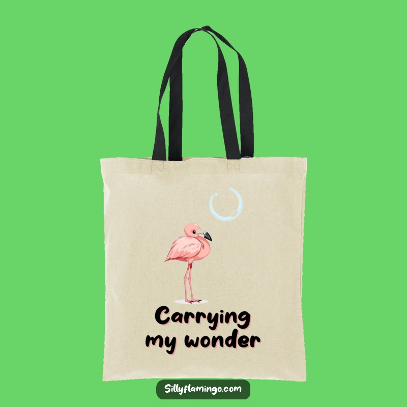 Funny Flamingo Tote Bag: Curious Bubble Watcher, Whimsical Gift!