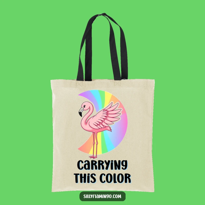 Funny Flamingo Rainbow Tote Bag: Wing Art Carryall, Colorful Fun Gift