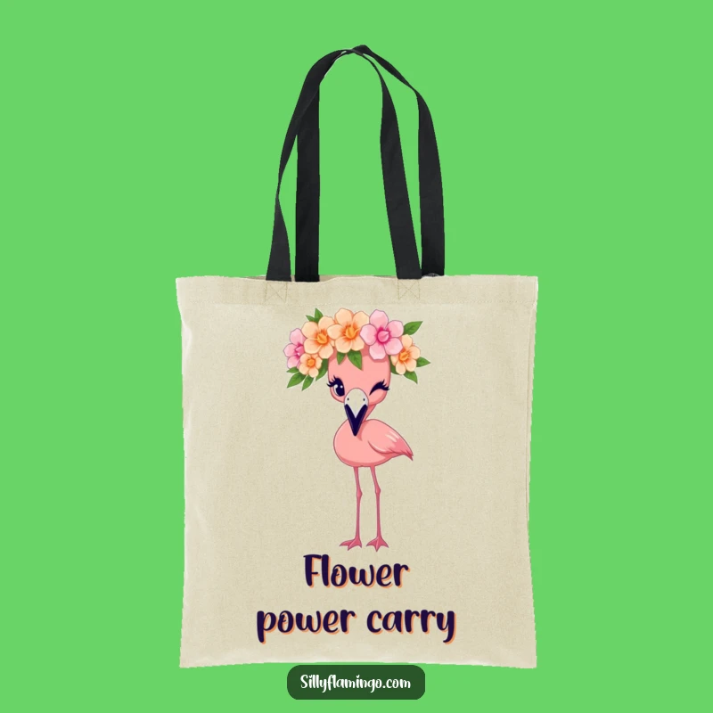 Funny Flamingo Crown Wink Tote Bag: Floral Carry-All, Chic Funny Gift