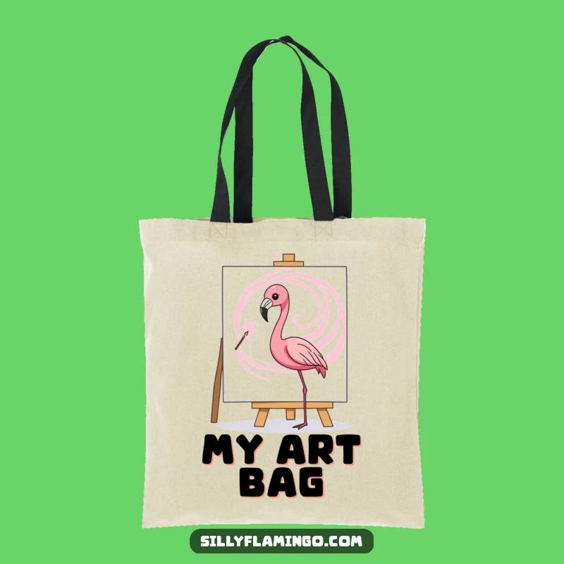 Funny Flamingo Artist Tote Bag - Pink Swirl Painting, Creative Carry-All