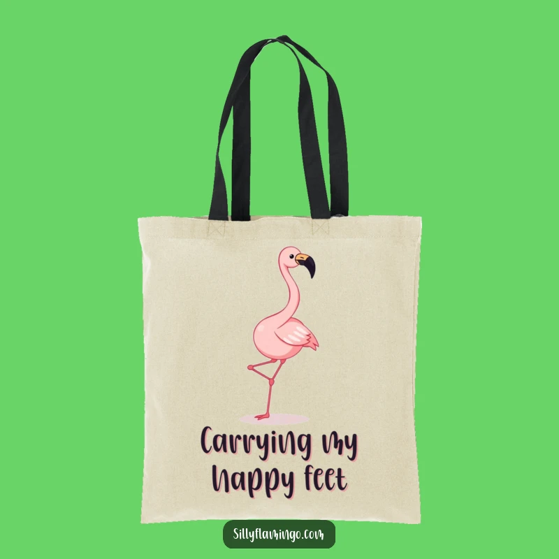 Funny Flamingo Dance Tote Bag: Joyful Squawk Flamingo Kicking Legs Carryall