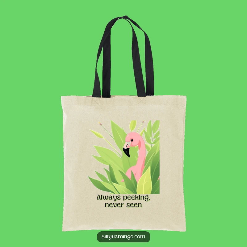Funny Flamingo Tote Bag: Stylish Bag with a Peeking Bird, Essential Funny Gift