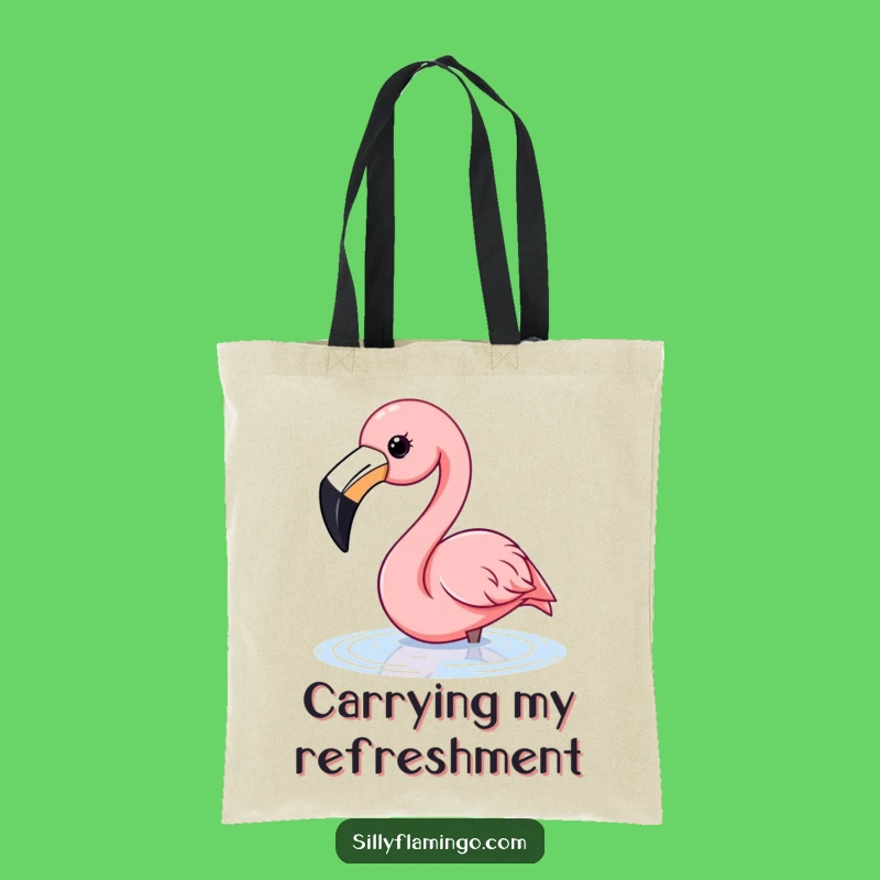 Funny Flamingo Water Dip Tote Bag: Happy Beak Flamingo Carryall