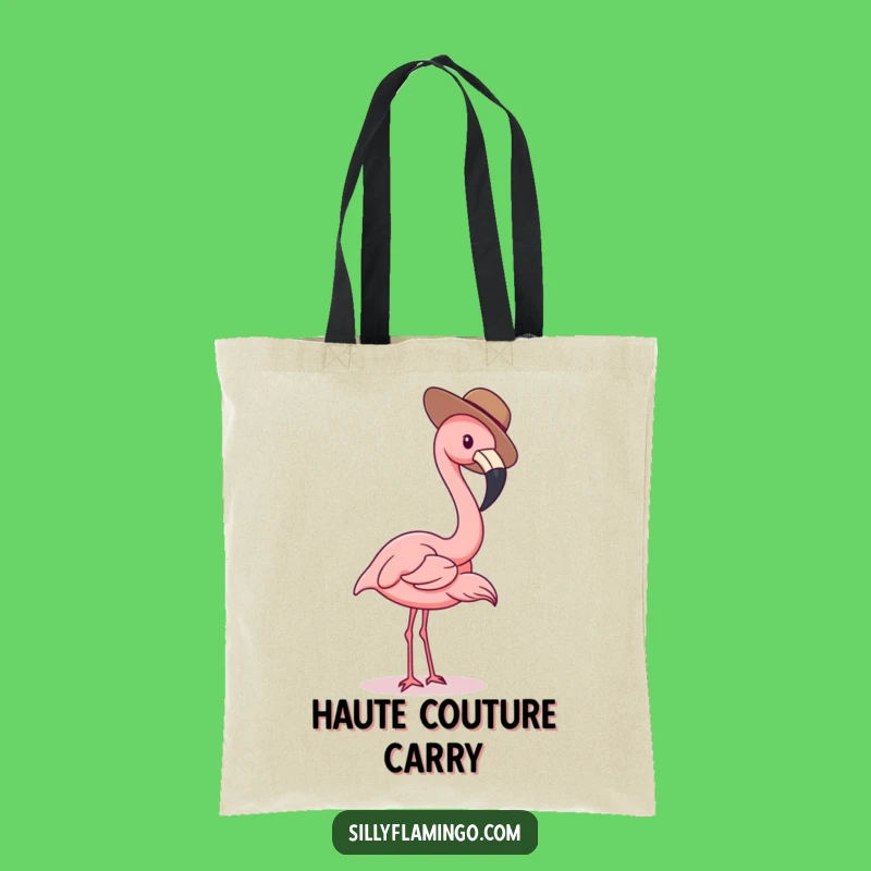 Playful Flamingo Tote Bag: Tiny Hat Accessory, Stylish and Hilarious Carry-All