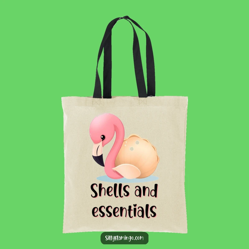 Funny Flamingo Tote Bag: Curious Bird & Seashell, Stylish & Hilarious Carryall Gift